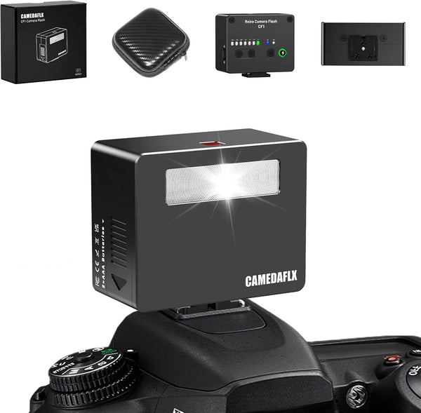CAMEDAFLX CF1 Mini Camera Flash Aluminum Camera Flash GN15,7 Power Levels Hot Shoe