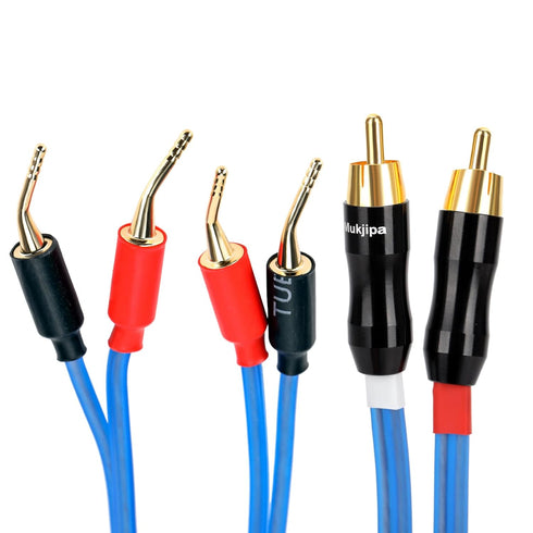 KK Cable V1-W2 18 GAUGE OFC Speaker Wire Pair with RCA Male to 2 Pair Pin Plugs (3M/9.8ft)