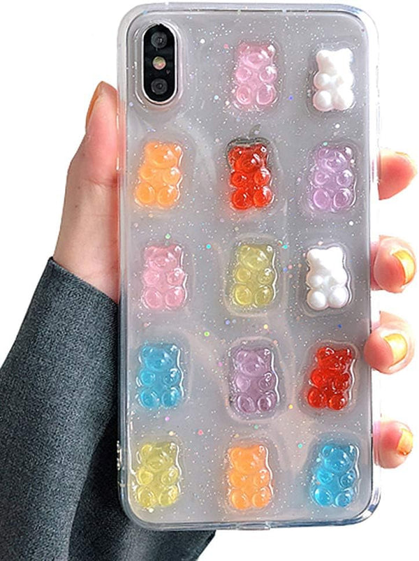 UnnFiko Cute Clear Phone Case for iPhone 7/8, Kawaii Cartoon Bears Protective Cover