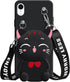 SGVAHY Wallet Case for iPhone XR, Cute Cat Black Coin Purse, Kawaii Soft Silicone Shockproof Cover