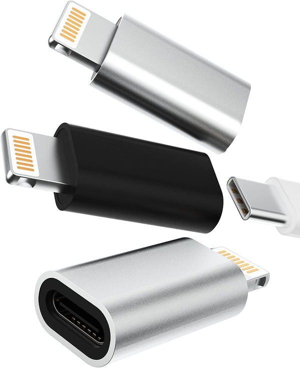 Zoyuzan 3-Pack USB C Female to Lightning Male Adapter for iPhone 12, 11 Pro Max, iPad Air - Fast Charging & Data