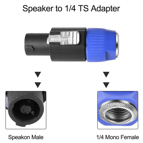 NL4FC Speaker to 1/4 Adapter, 4 Pole for Speakon Connector Male to 1/4 inch TS Female Audio Plug, 4 PCS