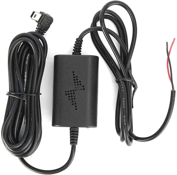 Dash Cam Hardwire Kit - 12V/24V to 5V 2.5A Parking Monitor Converter Cable, Left Angle Mini USB