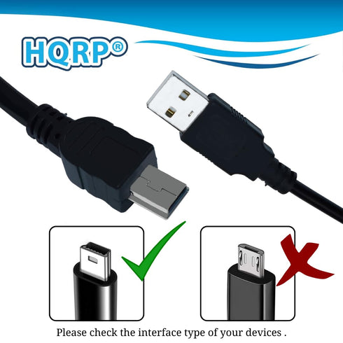 6ft DCR-DVD300E DCR-DVD301 DCR-DVD305 DCR-DVD308 HQRP Long USB to Mini USB Cable Compatible with Sony Handycam