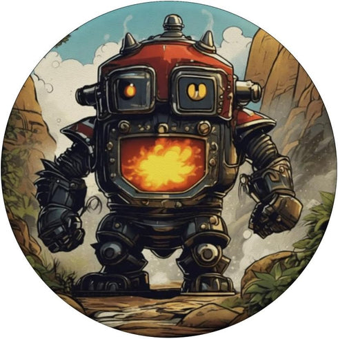 Silly Robot Landing Comic Book Style Dystopian Scifi Graphic PopGrip Standard PopSockets