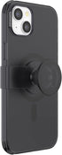Black Translucent PopSockets iPhone 14 Plus Case with Phone Grip and Slide, MagSafe Compatible.