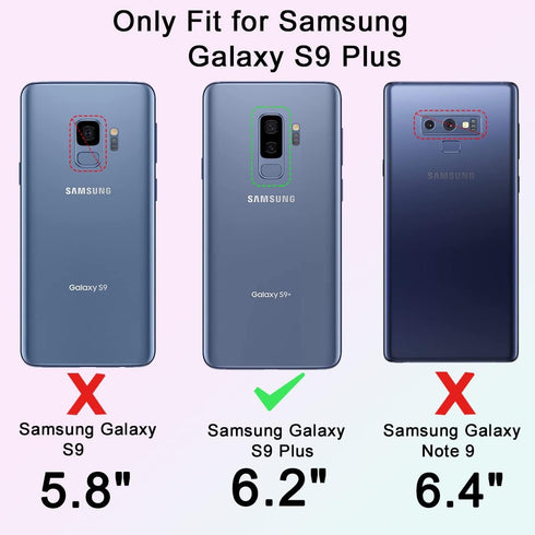 Shockproof Dropproof Case for Samsung Galaxy S9 Plus, Heavy Duty Protective Cover for 6.2 Inch (Purple/Pink)