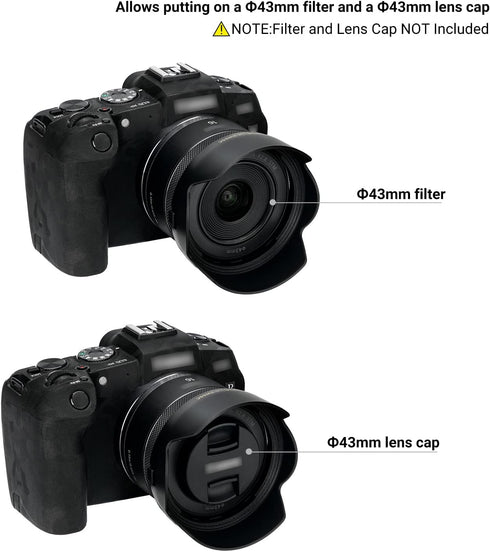 Lens Hood for Canon RF 16mm F2.8 STM Lens on EOS R6 R5 RP R Camera, Reversible Lens Shade Replace Canon EW-65C Lens Hood, Compatible with 43mm Filters and 43mm Lens Cap