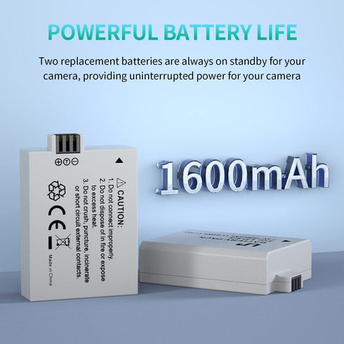 LP E5 Battery Pack, 2-Pack 1600mAh Battery Compatible with Canon EOS Rebel XS, T1i, 1000D, and More