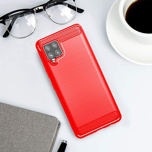 Osophter Shock-Absorption Case for Galaxy A42 5G, Flexible TPU Rubber Protective Cover (Red)
