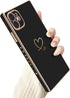 Luxury Square Case for iPhone 11, Cute Gold Love Heart Pattern Cover for Women & Girls - Black