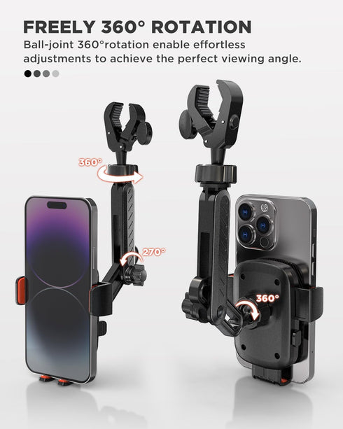 IPOW 360Rotatable 4-7 Inch Rearview Mirror Phone Holder for Car and Retractable, Auto Clamp Car Phone Mount