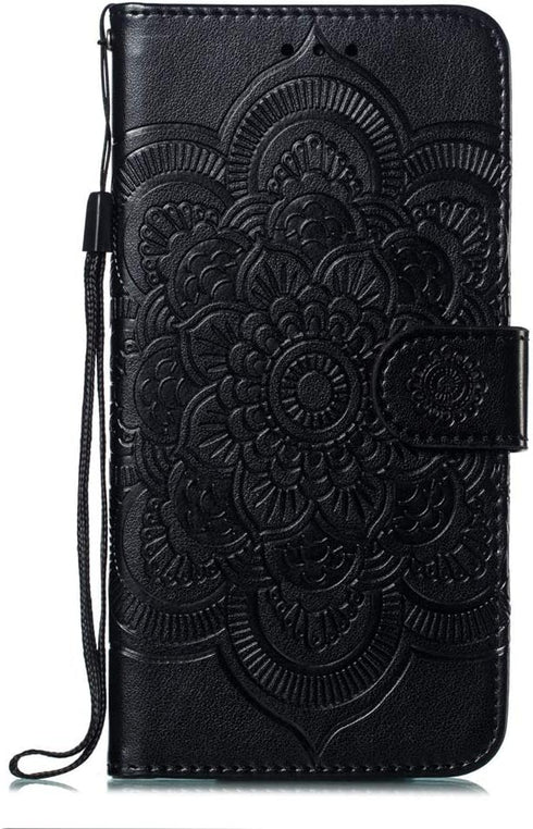 LEECOCO Mandala Embossing Case for Galaxy S10e, Luxury PU Leather Flip Wallet with Magnetic Stand, Card Slot Folio