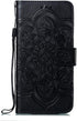 LEECOCO Mandala Embossing Case for Galaxy S10e, Luxury PU Leather Flip Wallet with Magnetic Stand, Card Slot Folio