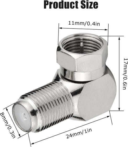 Right Angle Coax Connector, 5 Pack F Type 90 Degree Coaxial Male to Female Cable Connector
