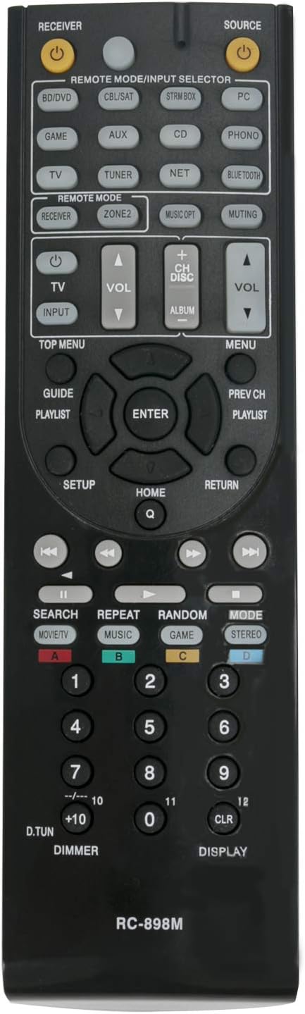 New RC-898M Remote Compatible with Onkyo AV Receiver TX-NR646 TX-NR747 TX-NR545