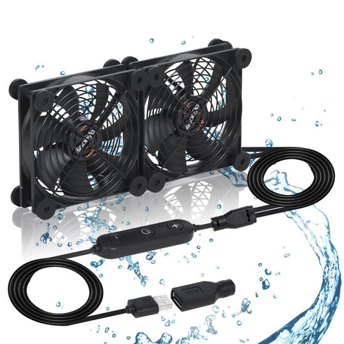 xiaoqijia Dual 120mm Fan with 10 Speed USB 5V DC 12V IPX5 Waterproof