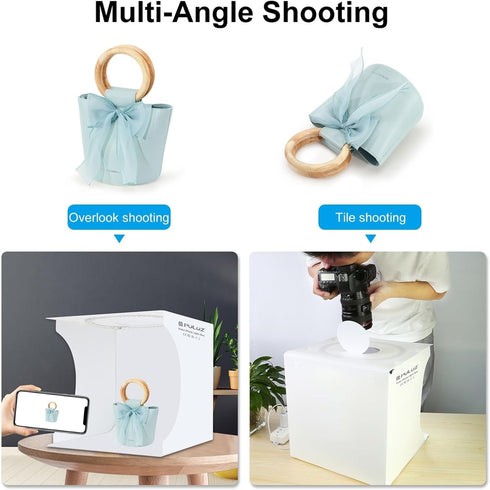 DEPTHLAN 12" 6 (12 inch Photo Light Box Portable Folding Photography Light Tent kit with White Light Warm Light