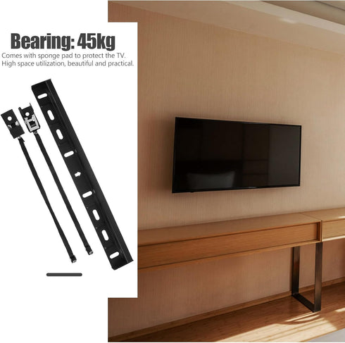 HOMOCONO 32-65 Inch No Drill Tv Wall Mount Bracket Studless Drywall Mount with Foam Padding, Renter Friendly Tv Stand