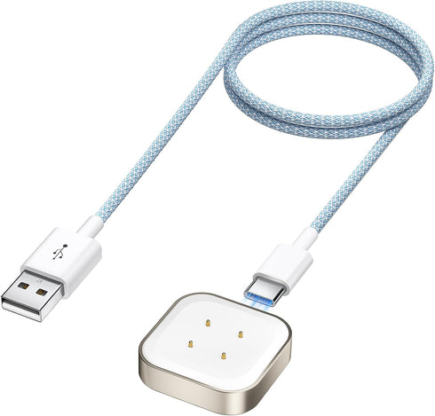 NEWDERY Charger Cable for Fitbit Sense/Sense 2/Versa 3/Versa 4, Premium Braided USB C Detachable Charging Dock