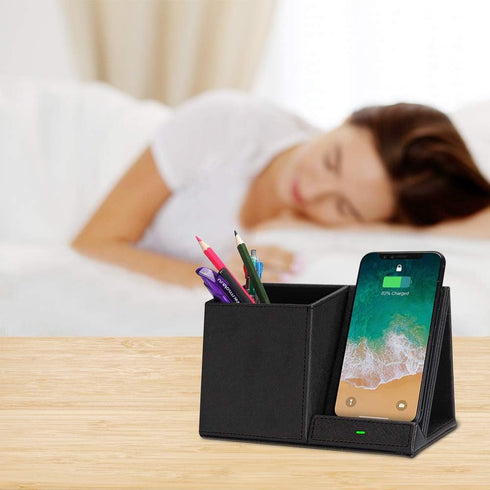 COSOOS Fast Wireless Charger with Desk Organizer, Desk Phone Charger Compatible with iPhone 15/15 Pro/15 Pro