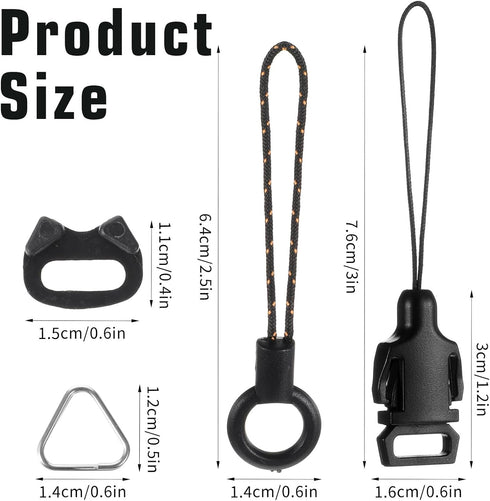 HJZHII 8 Pcs Quick Release Buckle for DSLR Camera Strap, Triangle Loops Adapter with ABS Cap Mini Split Lug Ring