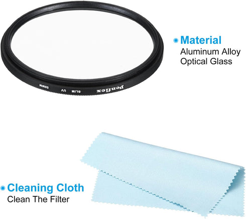 PATIKIL 58mm UV Filter, 2 PCS Slim UV Protection Camera Lens Filter for Clear Photography