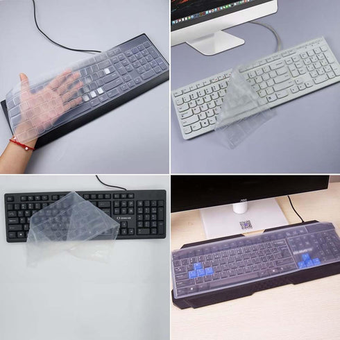 VORTINIOUS 104/107 Ultra Thin Desktop PC Silicone Clear Keyboard Cover Skin Protector for Keys Standard Desktop