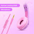 Kids Headphones, Safe 85db Volume Control Light Up Cat Ear Headphones for iPad Fire Tablet Kindle, On-Ear LED Children Headphones for School Learning Travel - Purple/Pink