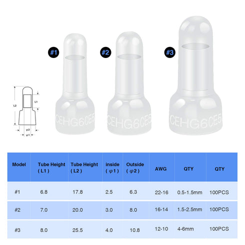Nilight - 50036R Closed End Crimp Terminal, 300 pcs 22-16/16-14/12-10 Gauge Nylon Wire Connector Kit