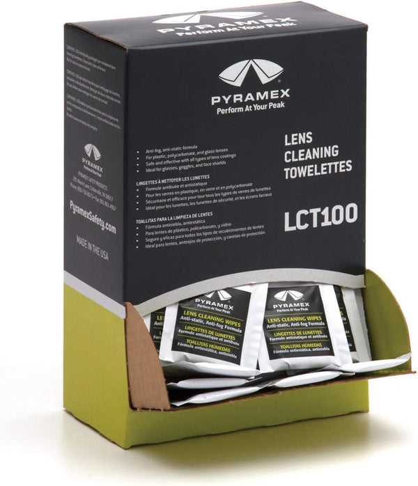 Pyramex Safety Individually Packaged Lens Cleaning Towelettes, No Streaks, 100 Piece