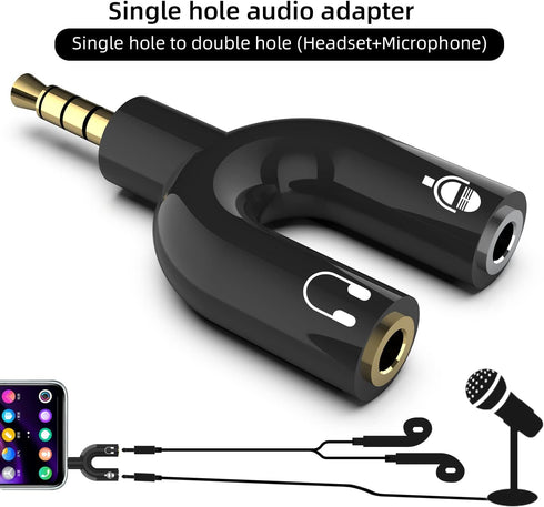 Headphone Splitter Adapter, 3-in-1 Pack, 3.5mm Male to 2 Port 3.5mm Female & 3.5mm Female to 2 Port 3.5mm Male Aux