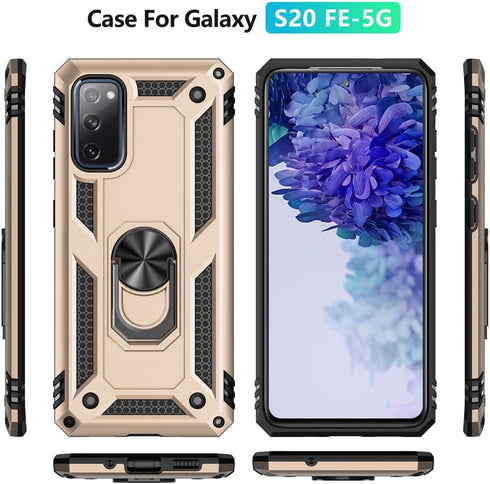 Yiakeng Samsung Galaxy S20 FE Case with HD Screen Protector, Military Grade Protective Case with Ring