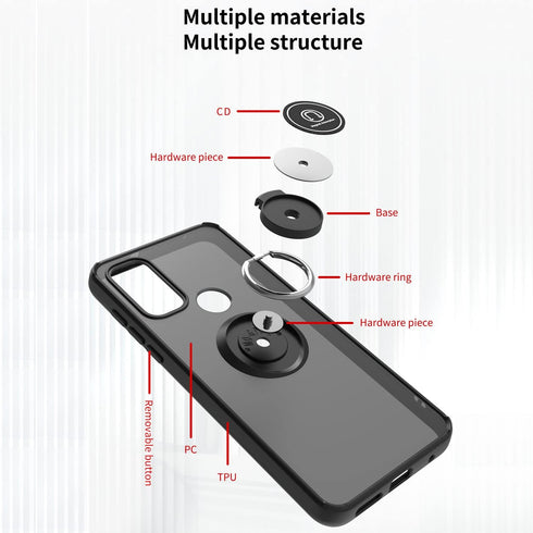 TJS Heavy Duty Case for Motorola Moto G Play 2023, G Power 2022/G Pure 2021 with Tempered Glass Protector