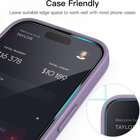 JETech Full Coverage Screen Protector for iPhone 14 Pro Max 6.7-Inch, Black Edge Tempered Glass Film, HD Clear,