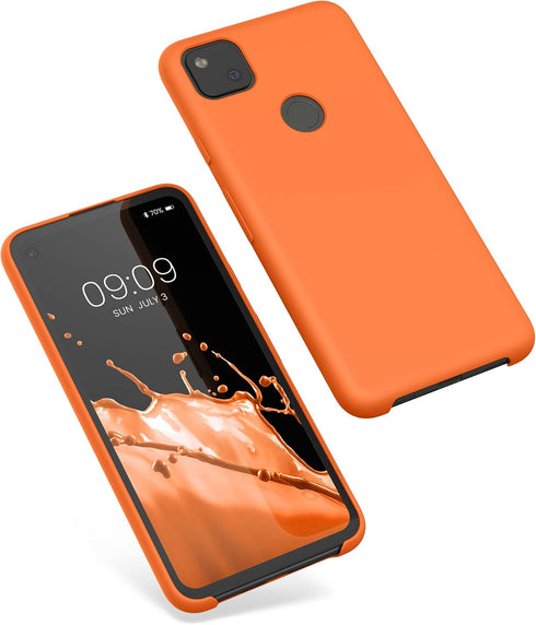 kwmobile Case Compatible with Google Pixel 4a, TPU Silicone Phone Cover with Soft Finish - Fruity Orange