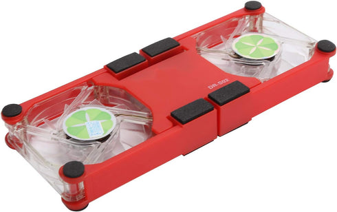 DR-S02 Laptop Cooling Pad, Folding Cooler with Dual Fans, Portable USB Powered Notebook Radiator Stand (Red)
