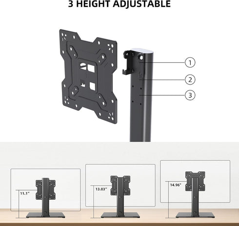 XINLEI 17-43 Inch 88lbs 200x200mm, TS103 Universal TV Stand Base, Table Top TV Stand for LCD/LED TVs, Height Adjustable
