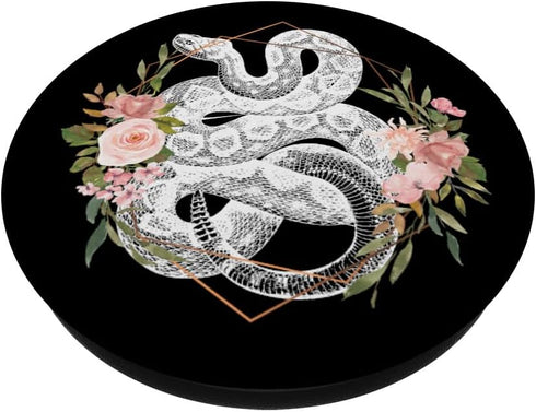 Snake Vintage Animal Drawing Retro Reptile Biology Black PopSockets Standard PopGrip
