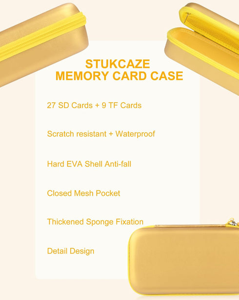 stukcaze 36 27 9 Stukkaze Memory Card Case - Water-Resistant & Anti-Shock Slot Holder, Micro SD & SD/SDHC/SDXC Cards