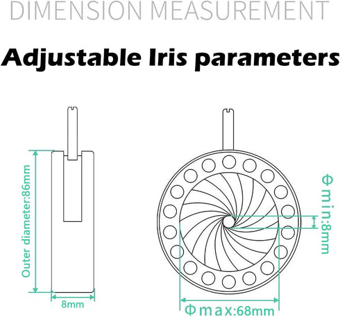 8mm-68mm Lens(SK68) Adjustable Iris Aperture Diameter Iris Diaphragm Optical Diaphragm for Microscope Iris Adjustable