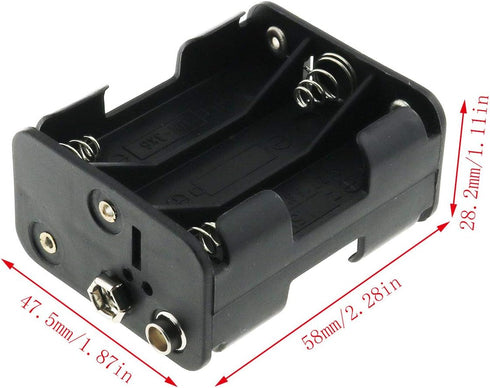 E-outstanding AA Battery Holder 2 Set, 6x1.5V Black Thicken Case Box with Wired Battery Clip