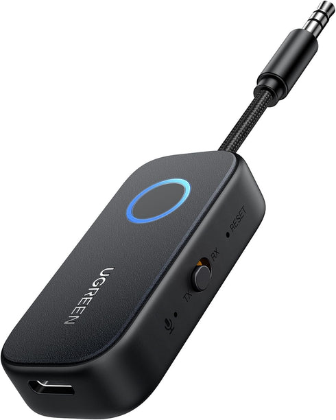UGREEN Airplane Bluetooth 5.2 Transmitter Adapter for AirPods or Headphones, 2-in-1 Wireless Bluetooth 3.5mm Aux for