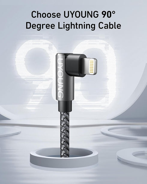 10ft 90 Degree iPhone Charging Cable 2 Pack - USB to Lightning, Extra Long, Compatible with iPhone
