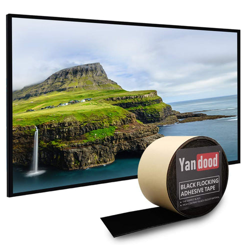Black Flocking Adhesive Tape 3in x 30ft, Ultra High Contrast Deep Black Felt Strips for Projector Screen