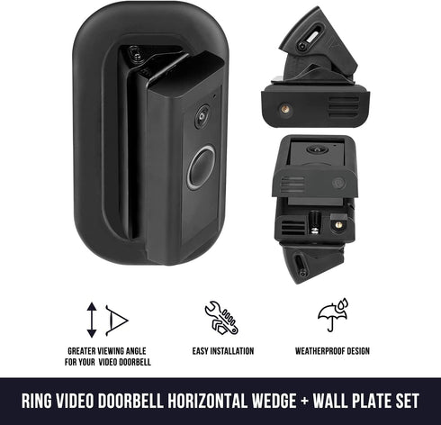 Wasserstein Horizontal Adjustable Angle Mount & Wall Plate - Compatible with Ring Video Doorbell (Wired)