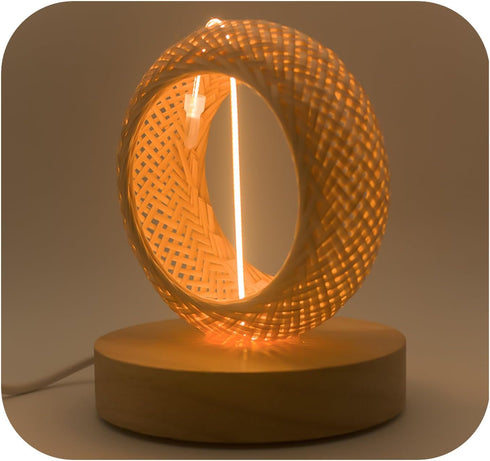 EDALOPLI USB Night Light Desk Lamp Boho Table Lamp Small Lamp Bamboo Lamp