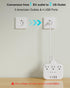 European Travel Plug Adapter, US to European with 3 American Outlets & 4 USB, 5ft Power Cord for Travel