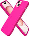 ORNARTO iPhone 15 Plus Case 6.7" - Slim Hot Pink Liquid Silicone, 3 Layers, Soft Gel Rubber, Anti-Scratch Microfiber