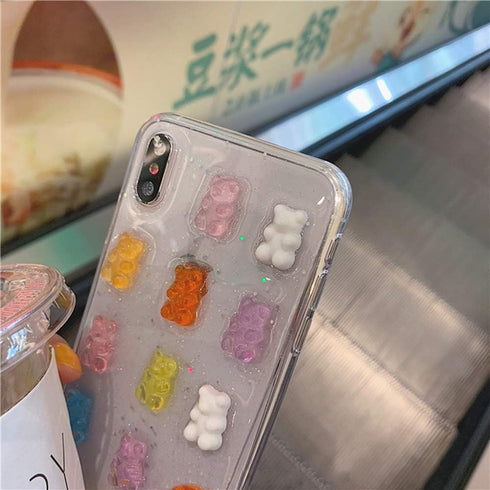 UnnFiko Cute Clear Phone Case for iPhone 7/8, Kawaii Cartoon Bears Protective Cover